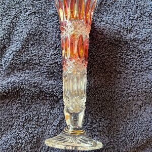 Elegant Red and Clear Glass Vase